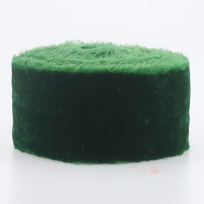 Dark Green Velvet Ribbon for Christmas Tree Decorations Frayed Silk Velvet Ribbon 1.5 Inch for Gift Wrapping, Christmas Tree, Wedding Vow Books -3yards