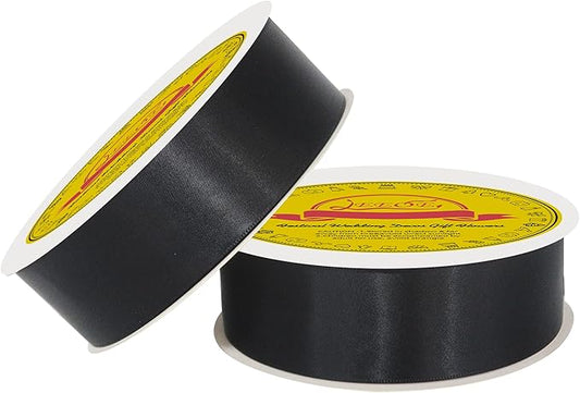 100 Yards Black Satin Ribbon Polyester Ribbon for Gift Wrapping Very Suitable for Weddings Party Hair Bow Invitation Decorations and More(1-1/2 inch X 50Yards X 2 Roll)