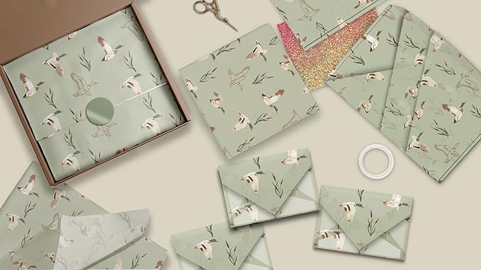 Pro Supply Global Ducks Printed Tissue Paper for Birthday Party Gift Bags or Boxes and Wrapping - Bulk Decorative Art Tissue Paper for Packaging and Gifting | 24 Sheets 20" x 30"