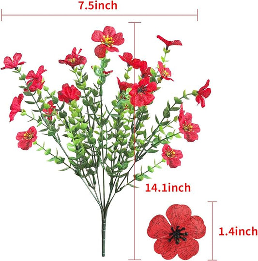 Artificial Flowers for Outdoor Indoor Garden Home Decoration, Faux Flower Daisy with Eucalyptus Leaves Fake Plants Greenery Boxwood Porch Patio, 12 Bundles