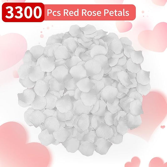 3300 PCS Artificial Fake Rose Petals,Flower Petals,Romantic Nightfor Her/Him Set,Wedding, Engagement, Party, in Bulk Flower Decorations(White)