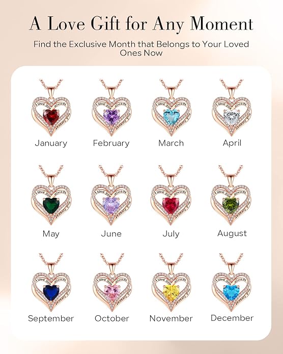 S925 Sterling Silver Necklace for Women, Wife Jewelry Rose Gold, Mom Birthday Valentines Mothers Day Gifts, Girlfriend Necklaces, Daughter Heart Jewel, Anniversary for Her