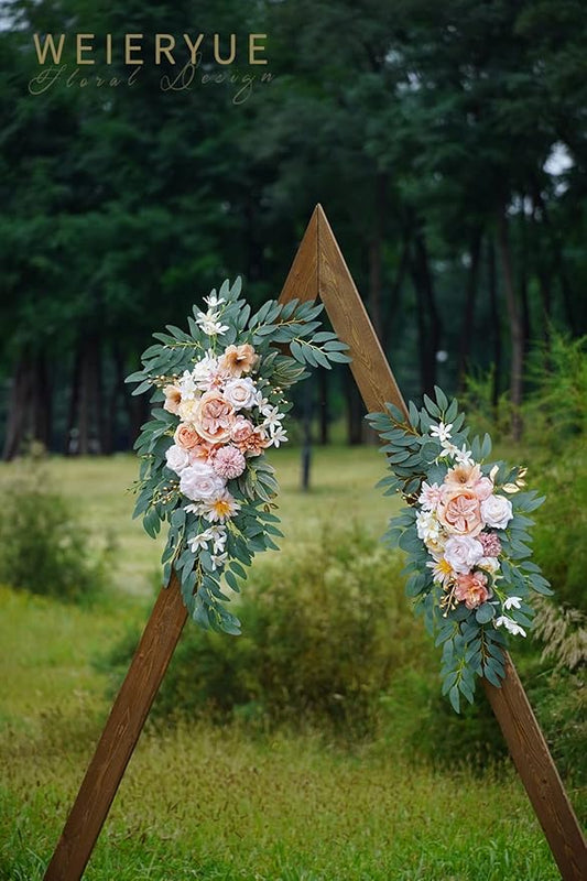 Artificial Wedding Arch Flowers Kit(Pack of 2) for Wedding Arch, Bridal Shower, Ceremony and Reception Backdrop Decoration (Coral Pink)