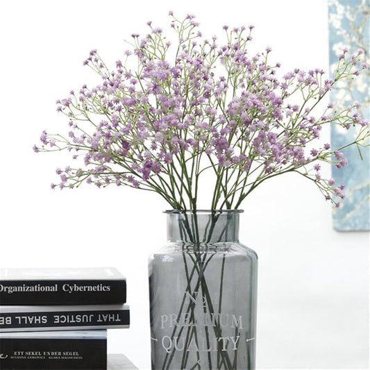 9 Pack Real Touch Artificial Baby's Breath Flowers - 21" Bendable Stems for Wedding Bouquets, Home Centerpieces & Outdoor Decor (Waterproof, Dustproof, Purple)