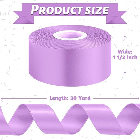 Fullive Lavender Ribbons, 1 1/2 Inch 30 Yards Ribbons for Crafts, Polyester Satin Ribbon for Gift Wrapping for Birthday Wedding Graduate Valentines Day Decorations Wrapping Bouquet Floral Arrangements