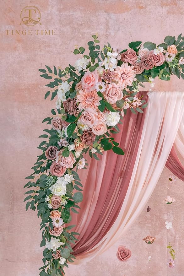 TINGE TIME Artificial Arch Flowers Kit Pack of 5, Wedding Decorations for Reception with Hanging Flowers, Wedding Arch Silk Floral Arrangements Ceremony Backdrop Bridal Shower Outdoor Party Decor