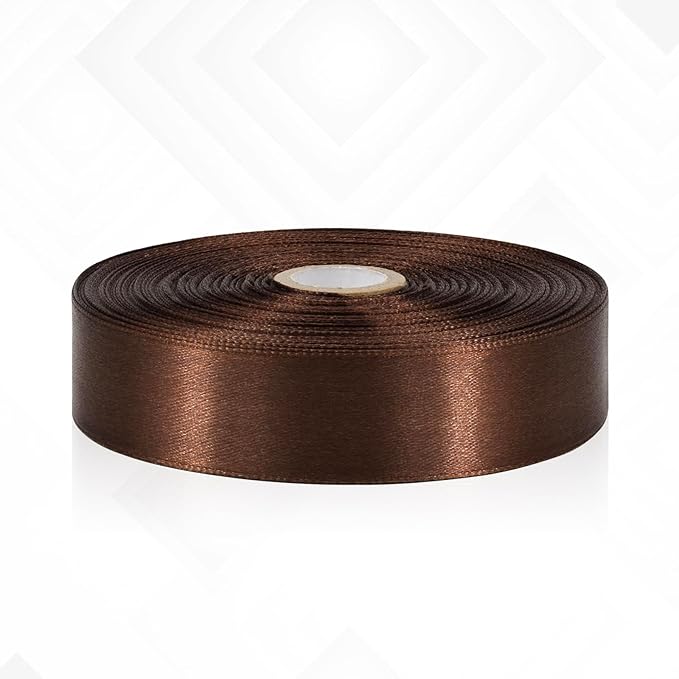 Brown Ribbon 1 Inch, 60 Yards Brown Satin Ribbon for Crafts, Gift Wrapping, Birthday Party, Flower Bouquet, Bows, Wedding, Easter, Halloween, Christmas