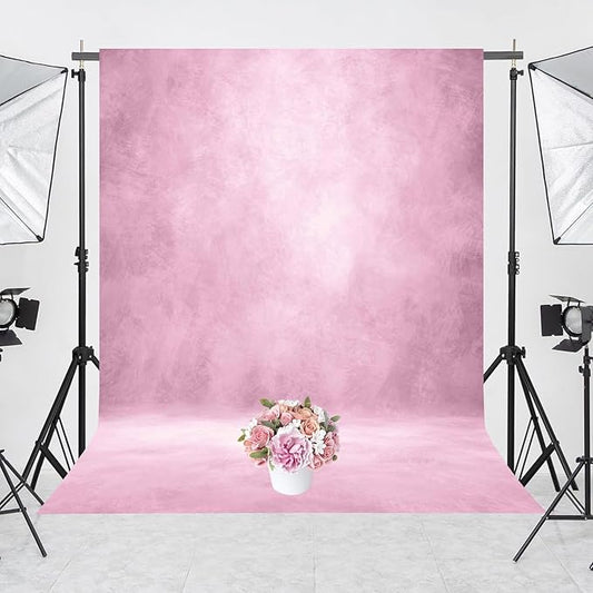 Abstract Professional Photography Backdrop for Portrait Photo Props Booth Background Photoshoot Studio with Polyester Fabric Roller Pocket on Top (6x8ft,Light Pink,No Stand)