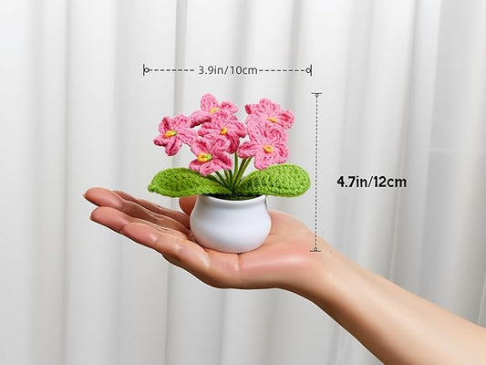 Knitting Crochet Flowers Cute Handmade Flower Gifts for Women Teacher Birthday Anniversary Valentines Christmas Coworkers Decor for Car Dashboard Home Room Office Desk Plant Accessories Things