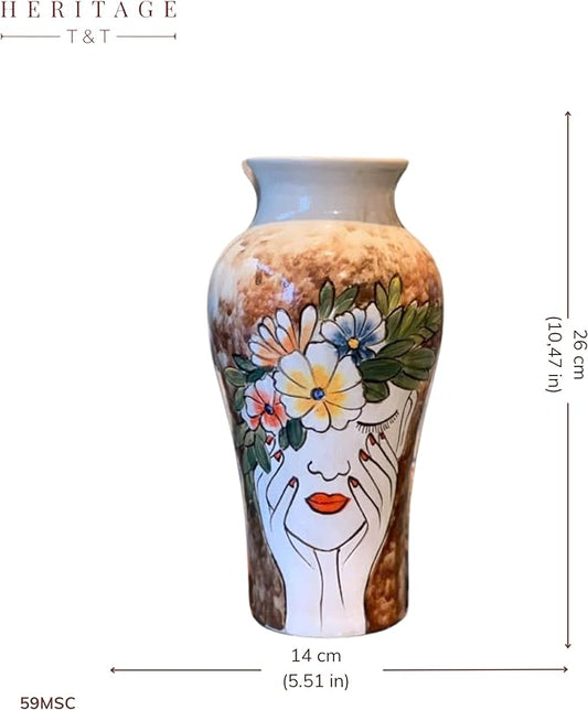 Handmade Mosaic Ceramic Vase – Lady Design – 26 cm (10.2 in) – Home Décor – Heritage T&T Mosaic Collection – Bat Trang Vietnam