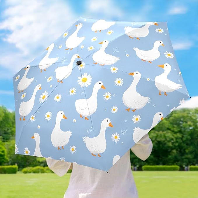 JIPONI Mini Travel Umbrellas for Rain Lily Ducks, Small Umbrella Compact Waterproof Anti-UV Protection Lightweight Portable