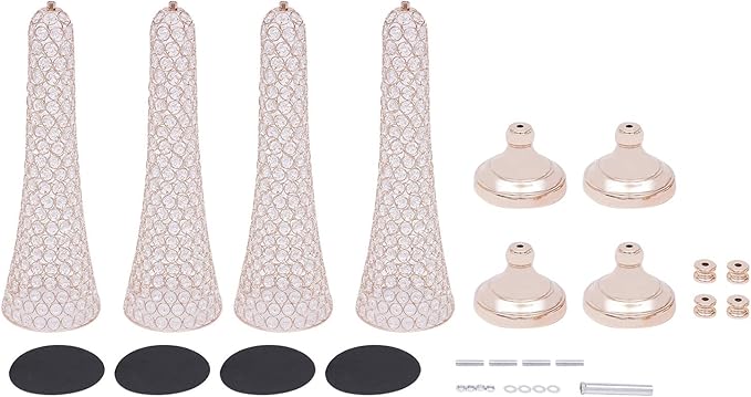 4 Pcs 21 Inch Tall Gold Crystal Vase for Centerpieces, Wedding Christmas Metal Crystal Trumpet Flower Vase Stand for Table Floor Party Banquet Celebration