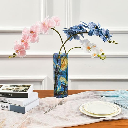 Flower Vase for Centerpieces, Shark in Van Plastic Cylinder Vase, Clear Bud Vases for Home Wedding Office Table Decor