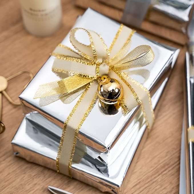 RUSPEPA Silver Wrapping Paper -30 inches x 32.8 feet - 81.5 Sq Ft - Large Siliver Gift Wrap Roll Solid Color Paper Perfect for Wedding,Birthday,Christmas,Baby Show