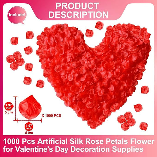 LHOAVWE 1000 PCS Red Rose Petals Artificial Rose Petals for Wedding Proposal Anniversary Love Romantic Night Decorations
