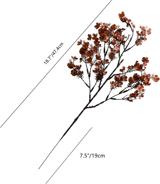 Mandy's Brown Artificial Baby’s Breath European Flowers 6 Bundles Silk Gypsophila with Bendable Stems for Fall Thanksgiving & Christmas Centerpiece Wedding Decor and Table Arrangements