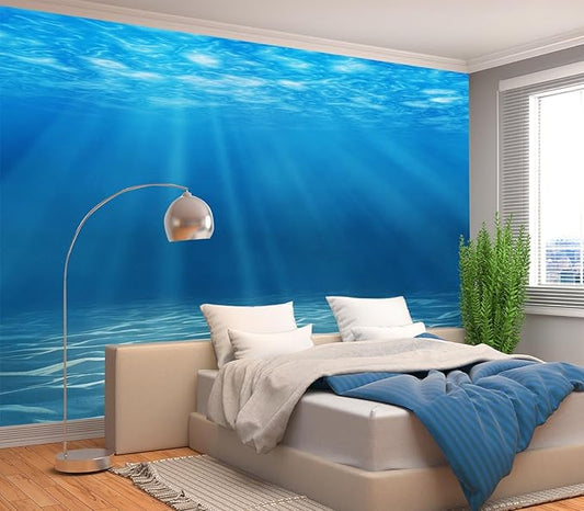 Cliouar-Waterfall in Underwater Light and Shadow Mural Wallpaper Peel and Stick 137" x 102"
