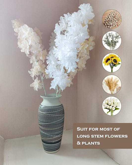 Ceramic Rustic Farmhouse Vase, 12.6" Large Vintage Flower vase for Home Decor, Tall Boho Textured Vases for Living Room, Table, Mantel, Shelf and Centerpieces Decor and Housewarming (C)
