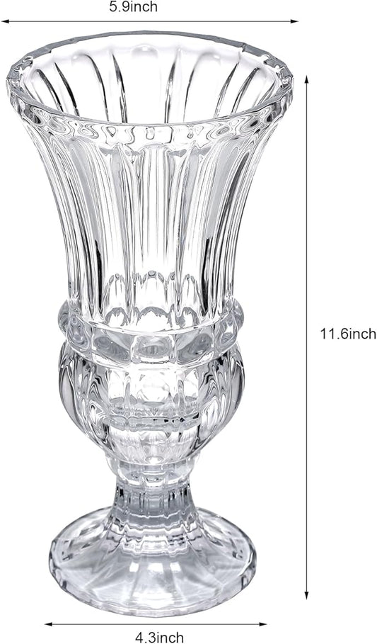 11.6" High Transparent Glass Vase, Art Plant Flower Vase. Decorative for Home Office Wedding Holiday Party Celebrate Centerpiece Decor
