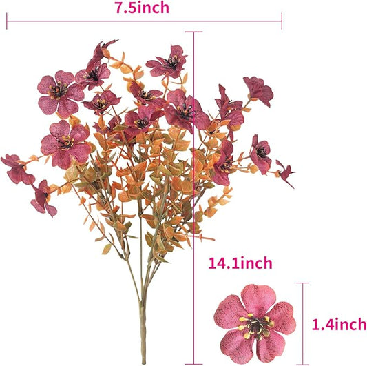Artificial Fall Flowers Faux Mums for Outdoor Indoor Garden Home Decoration, Faux Flower Daisy with Eucalyptus Leaves Fake Mums Plants Greenery Boxwood Porch Patio, 12 Bundles
