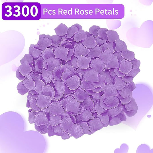 3300 PCS Artificial Fake Rose Petals,Flower Petals,Romantic Nightfor Her/Him Set,Wedding, Engagement, Party, in Bulk Flower Decorations(Purple)