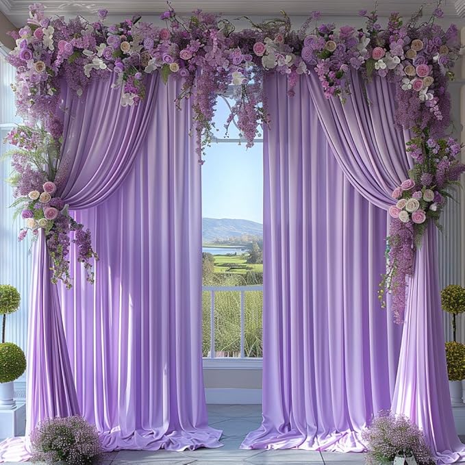 10x7ft Wrinkle Free Lavender Backdrop Curtain for Parties Soft Fabric Drapes Wedding Curtain Backdrop for Birthday Party Decorations Background for Photography 5x7ft,2 Panels
