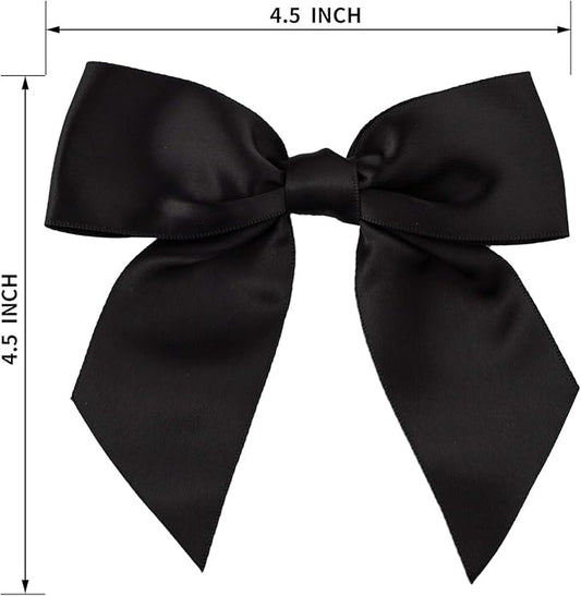 7Rainbows 20pcs Boutique 4.5" Black Satin Ribbon Bows for Craft Sewing Scrapbooking Wedding and Gift Wrapping