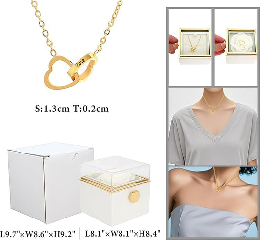 TINGKU Eternal Real Rose Gift Box for Women, Preserved Rose with Customized Name Engraved Heart Necklace, Personalized Romantic Gift for Wife, Girlfriend, Mom, Mother's Day Love Keepsake
