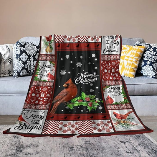 Cardinal Christmas Throw Blanket - Soft, Warm & Cozy Fleece for Kids & Adults - 60"x80"