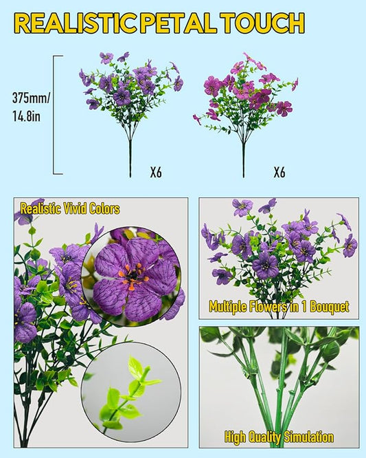 Realistic Silk Daisy Faux Flowers for Outdoor Indoor Decorations - 12 Bundles UV Resistant Artificial Flowers Outside for Hanging Basket Planter Window Box, Fake Plants for Home Porch Garden Décor