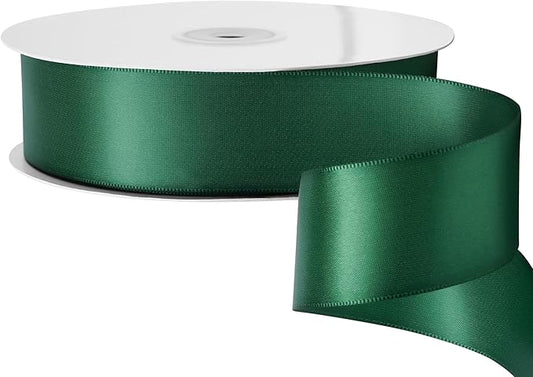 LIUYAXI Forest Green Stain Ribbon, 1-1/2" X Continuous 50 Yards, Double Faced Fabric Ribbon Perfect for Gift Wrapping Wedding Birthday Party Chair Sash Christmas Hair Floral Craft Sewing