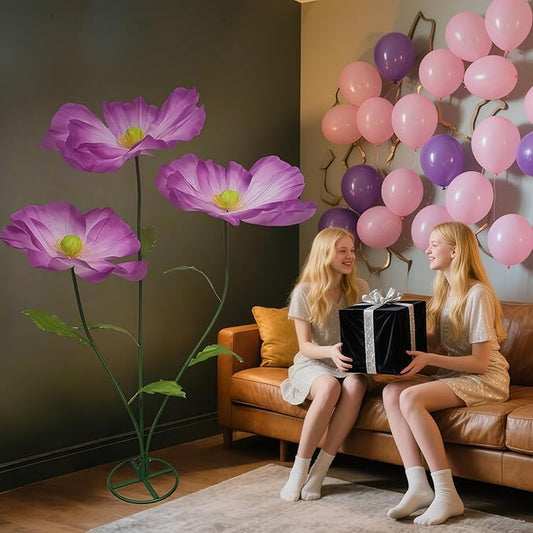 Giant Flower for Decoration with Stems and Stands - 5.6 Ft Big Artificial Silk Flower - Large Artificial Flores Gigantes for Wedding Party Banquet Backdrop Decor, Photography Props Window Display