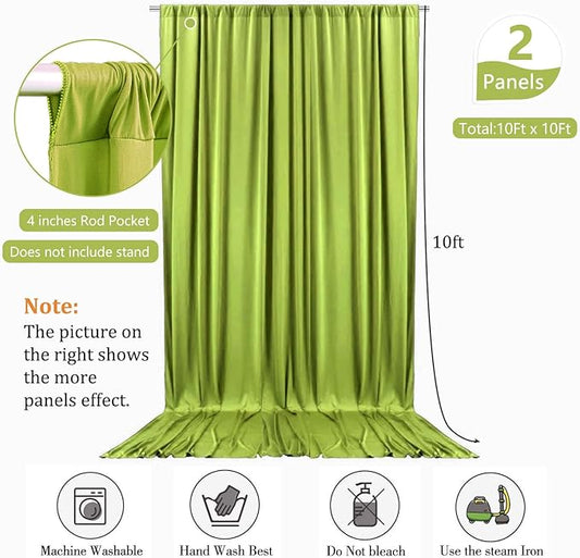 10 x 10 Feet Olive-Green Backdrop Curtain for Partie, Background Curtains for Photoshoot, Birthday, Wedding, Halloween, Thanksgiving, Christmas, New Year Party Decorations 5Ft x 10Ft, 2 Panels