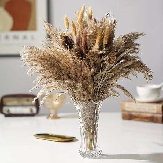Dried Flowers Bouquet,Pampas Grass for Boho Decor,Rustic Farmhouse Flower for Bohemian Home,Bedroom,Living Room,Wedding Table Centerpieces(Bouquet C)