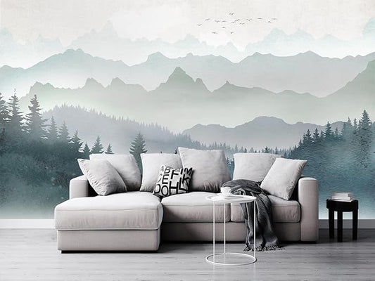 Cliouar-Mountain Peaks Woods Bedroom Living Room Decoration Mural Wallpaper 103" x 69"(Not Self-Adhesive)