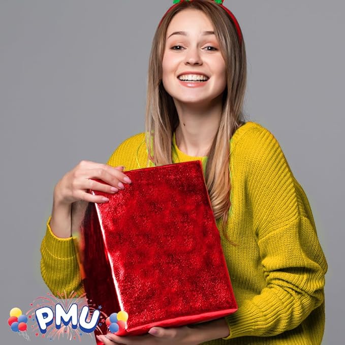 PMU (2 Gift Wrap Mylar Roll Metallic Red 2-sided, 24 Inches X 8.3 Ft Roll 1.4 Mil Highly Reflective Mylar Film, Great for Gifts, Birthdays, Christmas, Baskets, Arts & Crafts