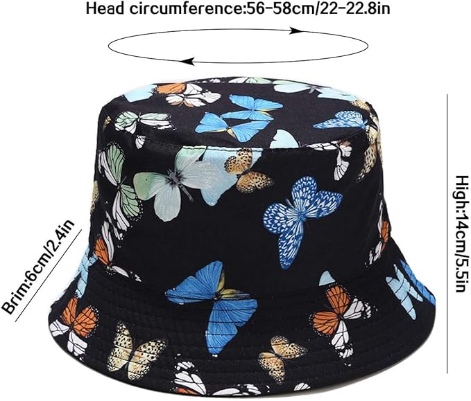 XYIYI Cute Bucket Hat Beach Fisherman Hats for Women, Reversible Double-Side-Wear