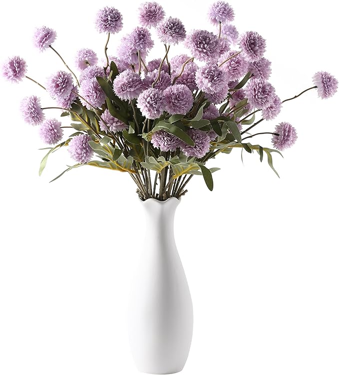 JAKY-Global Artificial Pompon Fake Mums 21in Faux Chrysanthemum Flowers for Spring DIY Bouquet Wedding Arrangements,Long Stem Spring Home Decor & Table Centerpieces
