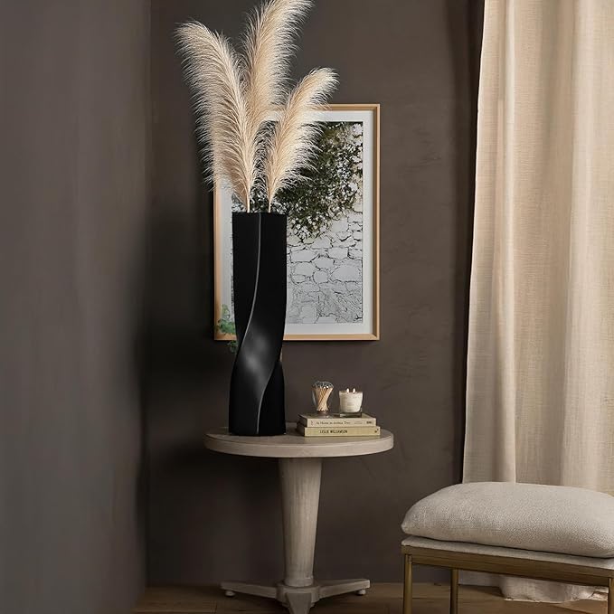 Tall Vase On Floor, 16.34" Twisted Geometric Flower Vase for Home, Living Room, Flower Centerpieces, Shelf, Table, Decor, Creative Unique Decorative Vases