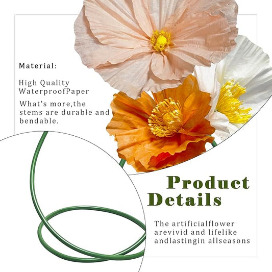 Large Giant Artificial Flowers Decoration - Indoor Outdoor Decor Huge Paper Flower, Realistic Faux Flowers for Home/Office/Living Room /Wedding Ceremony Party /Birthday Party 3pc (Pink Orange White)