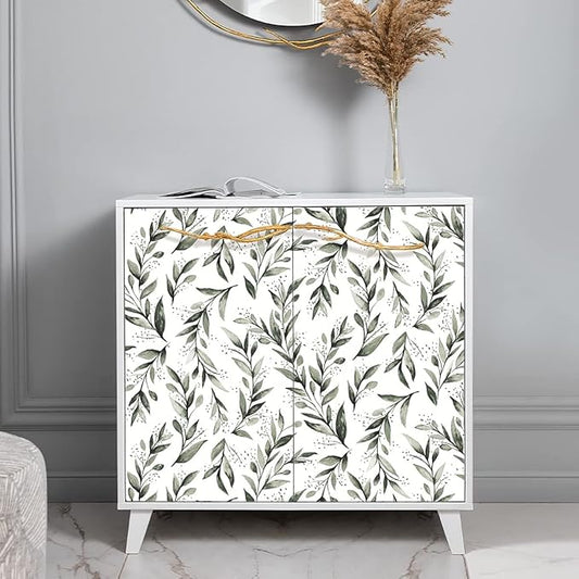 Erfoni Dark Green Leaf Wallpaper Peel and Stick Wallpaper Floral 17.7inch x 78.7inch Greenery Eucalyptus Contact Paper Peel and Stick Leaves Plant Self Adhesive Wall Paper Bathroom Vinyl