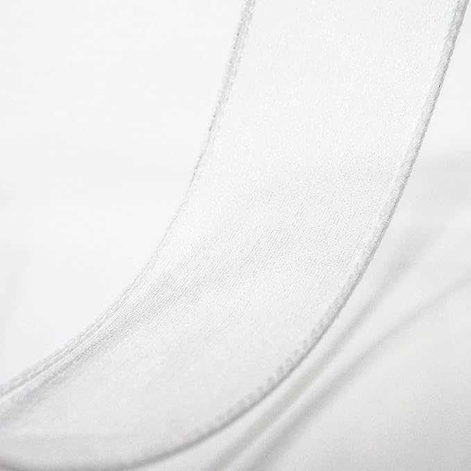 CT CRAFT LLC Sheer Organza Wired Ribbon 1.5" x 50Yards White for Wedding Chair Bow Flora Bouquet Gift Wrapping Christmas Tree Home Decor Wreath