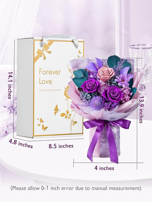Eterfield Flowers for Delivery Prime, Forever Flowers Bouquet, Preserved Roses and Purple Flowers Birthday Gifts for Her Women Wife Mom Grandma Graduation Valentine's Day Mother's Day