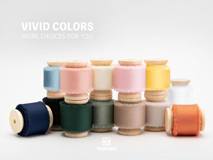 Vitalizart Pink Silk Satin Ribbon 1 Inch x 15 Yard Wooden Spool Handmade Frayed Ribbon for Gift Wrapping Baby Shower Wedding Bridal Bouquets Holiday Decor 3 Rolls x 5 Yard