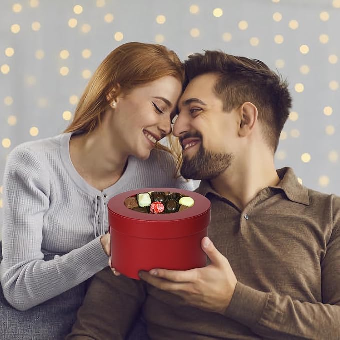 Flower Boxes for Arrangements Nesting Round Gift Boxes with Clear Lids Red Round Boxes for Flowers Set of 4 Assorted Sizes Flower Boxes for Flower Arrangements, Valentine's Day, Mother's Day,
