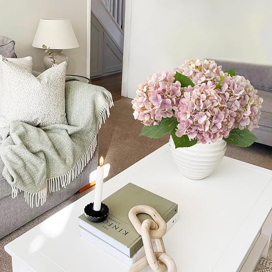 4Pcs 20" Dusty Pink Real Touch Fake Hydrangea Flowers,Full Lifelike Silk Artificial Hydrangeas Fake Flowers for Bouquet Table Centerpieces Spring Wedding Indoor Home