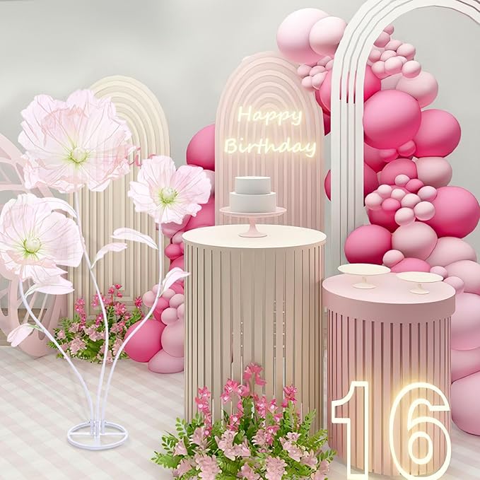B-COOL Artificial Giant Flowers for Decoration: Pink Huge Flowers 5.58 ft Large Silk Flower Faux Floral for Wedding Reception Arrangements Photographic Props Party Background Decor