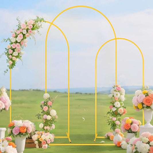 FUHSY Set of 3 Metal Backdrop Stand with Wedding Arch Cover 7.2FT, 6.6FT, 6FT Spandex Lavender Arch Backdrop Stand Cover Balloon Arch Frame Stand Backdrop for Birthday Party Bridal Baby Shower Decor