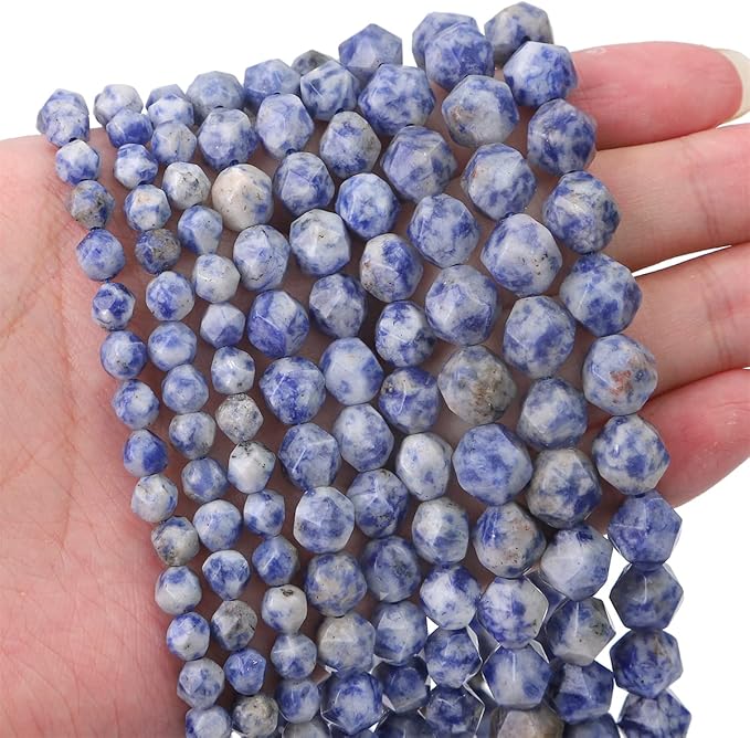 Faceted Natural Blue Sodalite Stone Round Beads 8mm 36cm/Strand for Jewelry Making