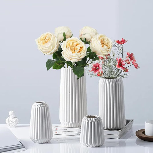 IPOPU 5PCS Real Touch Austin Roses Champagne Flowers Peony Artificial Flowers Fake Roses with Stems for Wedding Bouquet Party Home Decor(Champagne)